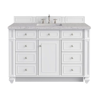 Renovate for Less Atlanta Bristol 48" Single Vanity, Bright White w/ 3 CM Eternal Jasmine Pearl Silestone Top