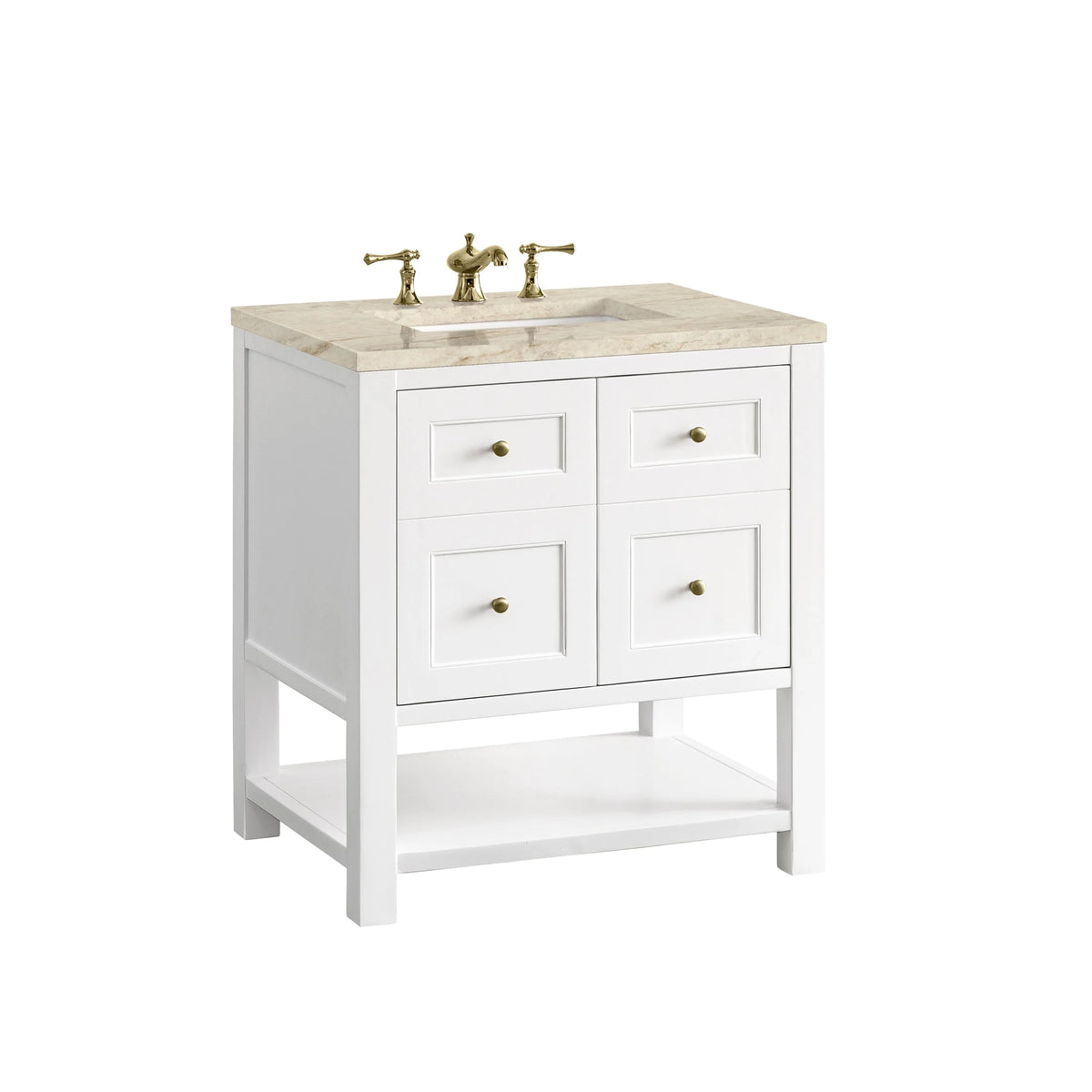 Breckenridge 30" Single Vanity, Bright White, w/ 3 CM Tajnar Eclos Top