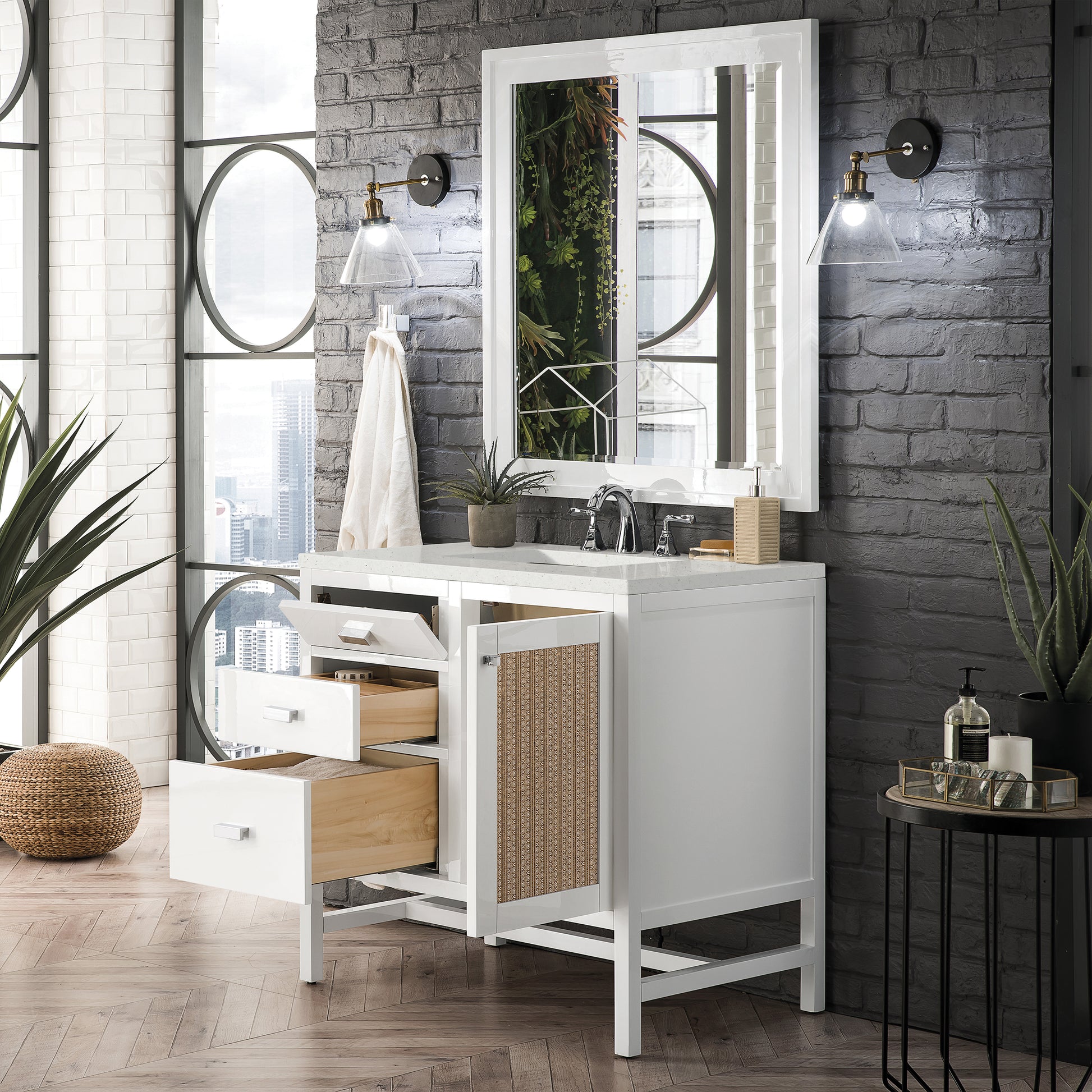 Renovate for Less Atlanta Addison 36" Single Vanity, Glossy White w/ 3 CM Lime Delight Silestone Top