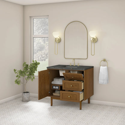 Laurent 36" Single Vanity, Honey Oak w/ 3 CM Parisien Bleu Silestone Top