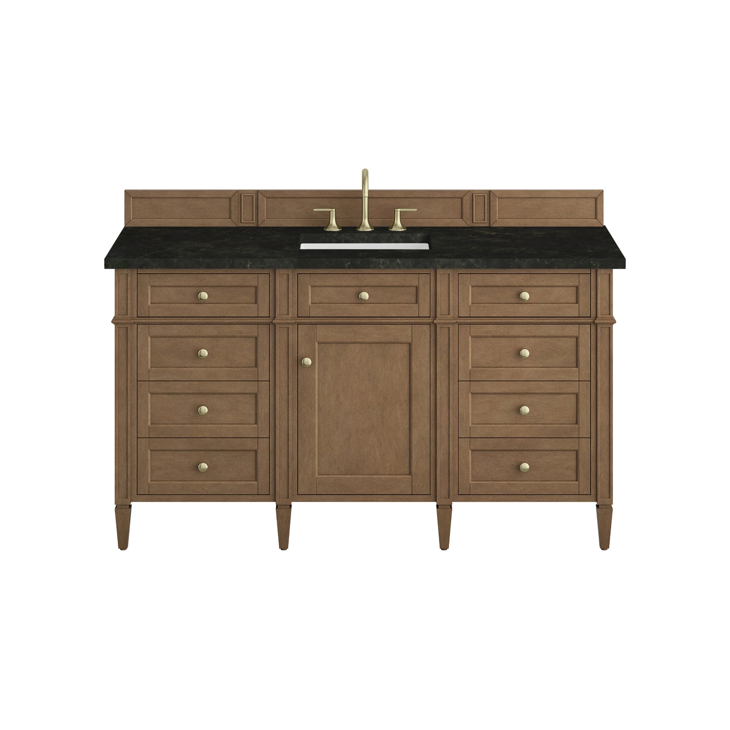 Renovate for Less Atlanta Brittany 60" Single Vanity, Pecan w/ 3 CM Phantome Eclos Top