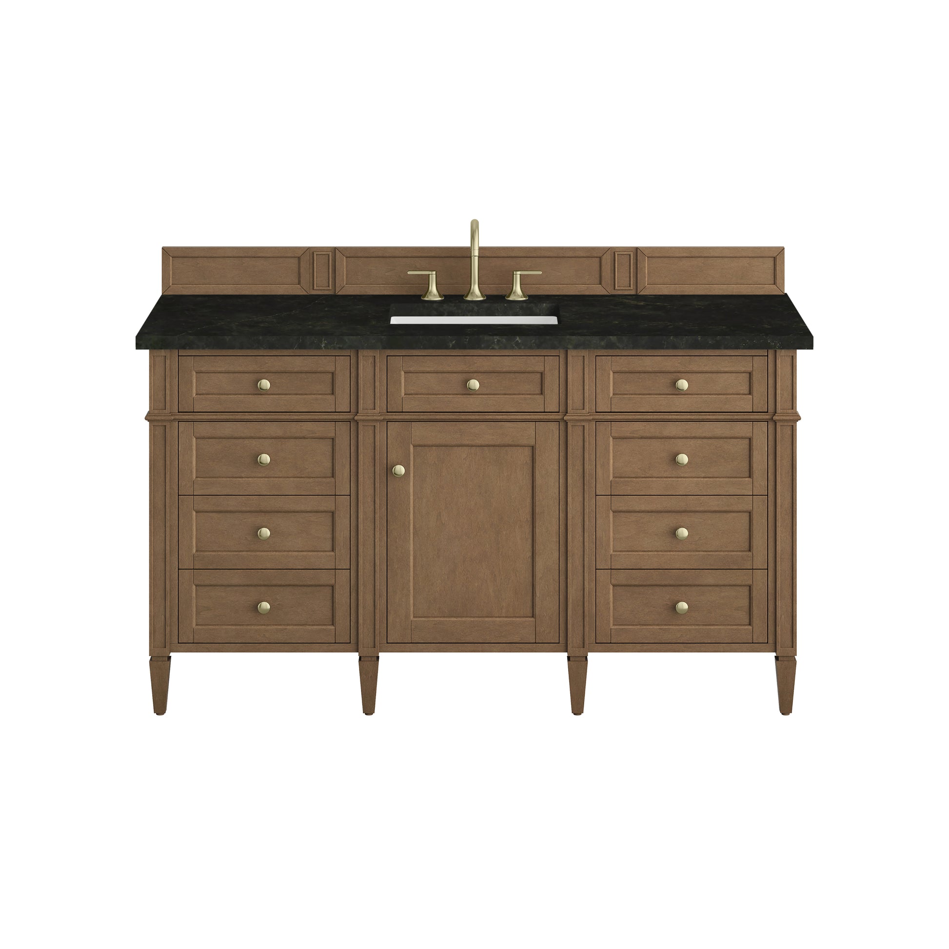 Renovate for Less Atlanta Brittany 60" Single Vanity, Pecan w/ 3 CM Phantome Eclos Top