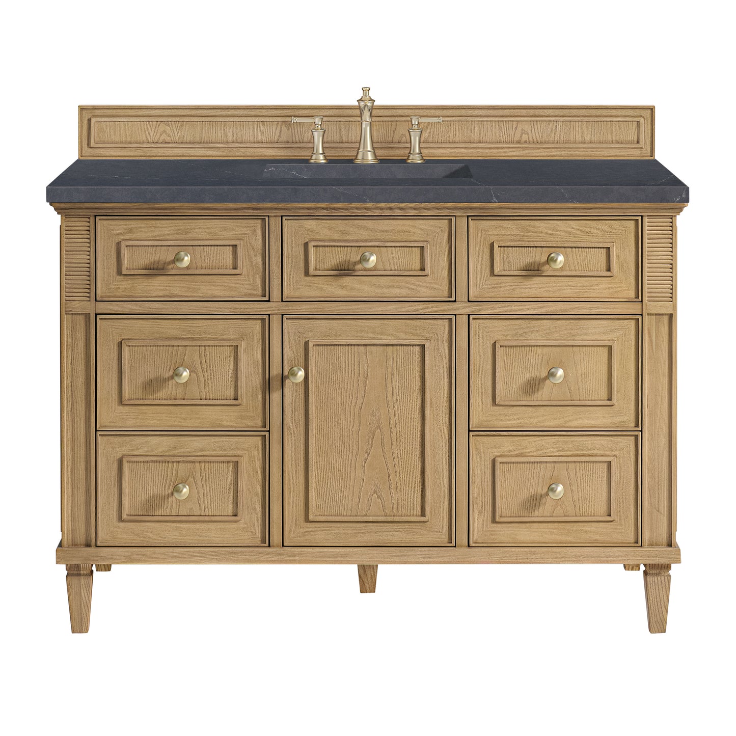 Renovate for Less Atlanta Lorelai 48" Single Vanity, Light Natural Oak w/ 3 CM Charcoal Soapstone Silestone Top
