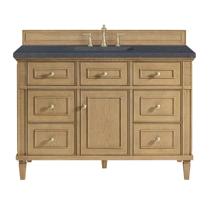 Renovate for Less Atlanta Lorelai 48" Single Vanity, Light Natural Oak w/ 3 CM Charcoal Soapstone Silestone Top