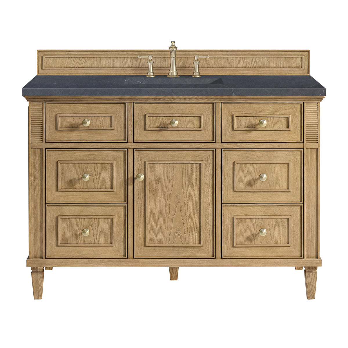 Lorelai 48" Single Vanity, Light Natural Oak w/ 3 CM Charcoal Soapstone Silestone Top