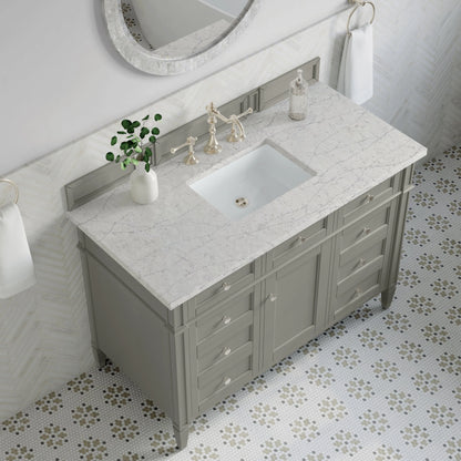 Brittany 48" Single Vanity, Urban Gray w/ 3 CM Eternal Jasmine Pearl Silestone Top