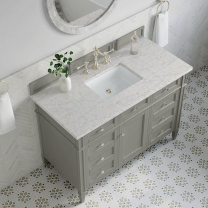 Renovate for Less Atlanta Brittany 48" Single Vanity, Urban Gray w/ 3 CM Eternal Jasmine Pearl Silestone Top