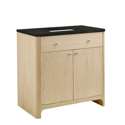 Renovate for Less Atlanta Gracyn 36" Single Vanity, Coastal Driftwood, w/ 3 CM Phantome Eclos Widespread Top