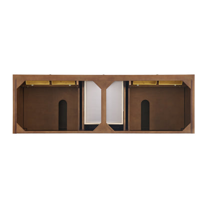 Renovate for Less Atlanta Lorelai 72" Double Vanity, Mid-Century Walnut, w/ 3 CM Siberian Silestone Top w/FreePower Wireless Charger