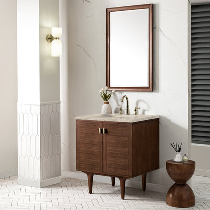 Renovate for Less Atlanta Amberly 30" Single Vanity, Mid-Century Walnut, w/ 3 CM Tajnar Eclos Top