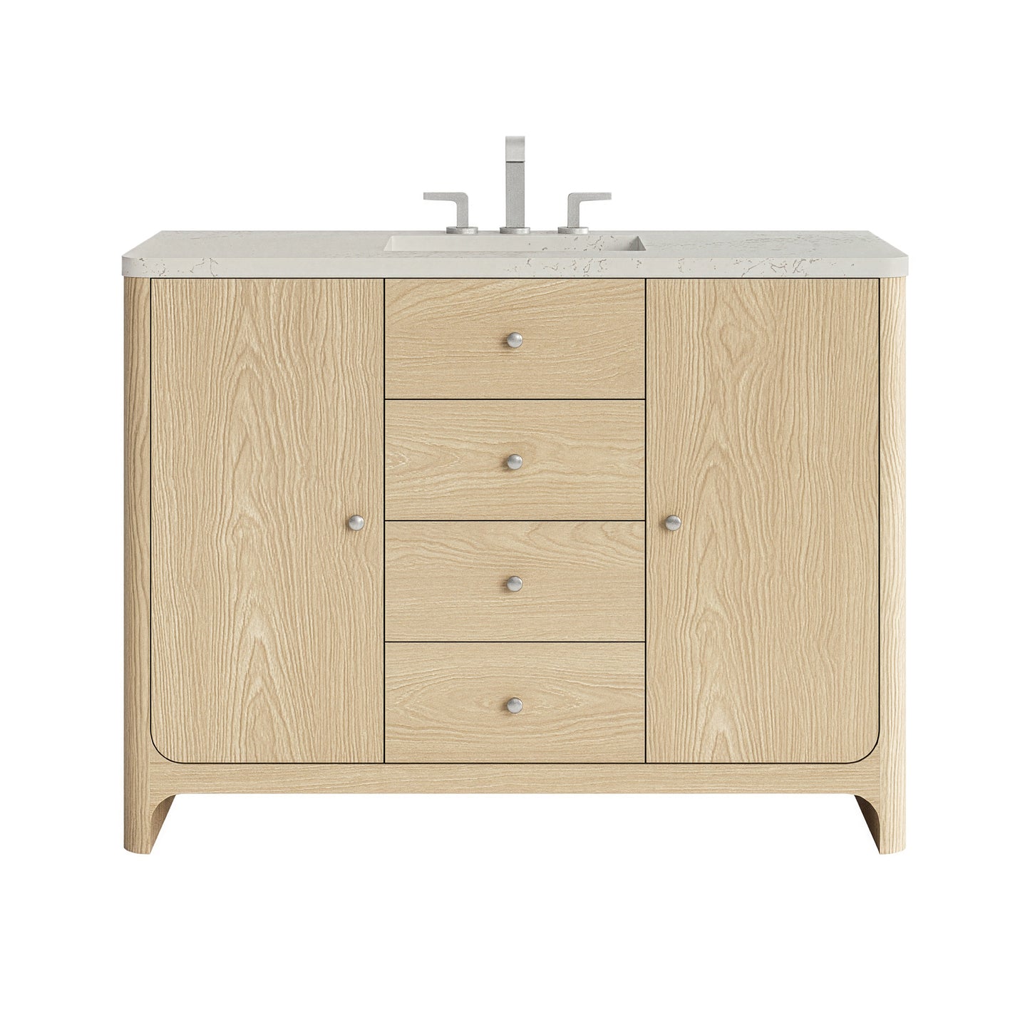 Renovate for Less Atlanta Gracyn 48" Single Vanity, Coastal Driftwood, w/ 3 CM Siberian Silestone Top w/FreePower Wireless Charger