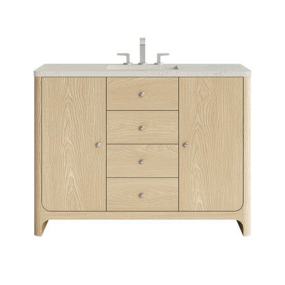 Renovate for Less Atlanta Gracyn 48" Single Vanity, Coastal Driftwood, w/ 3 CM Siberian Silestone Top w/FreePower Wireless Charger