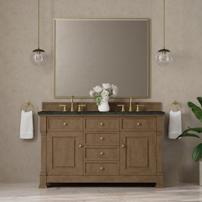 Renovate for Less Atlanta Brookfield 60" Double Vanity, Pecan, w/ 3 CM Phantome Eclos Top