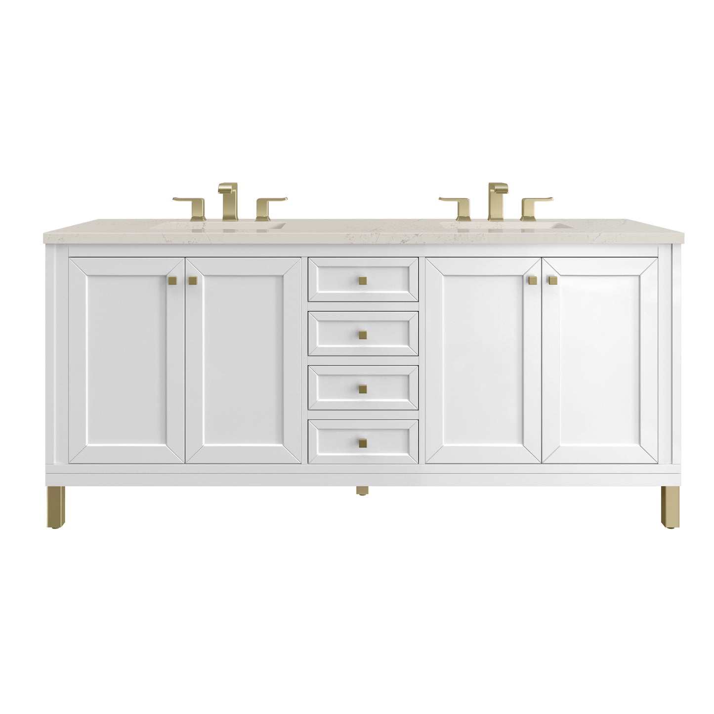 Renovate for Less Atlanta Chicago 72" Double Vanity, Glossy White, w/ 3 CM Siberian Silestone Top