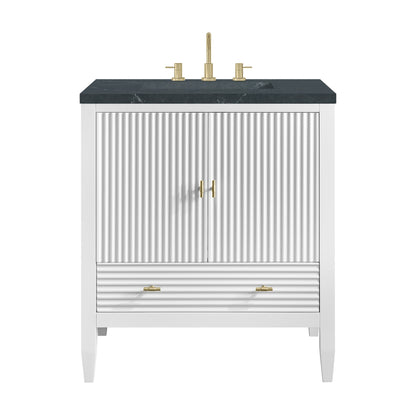 Renovate for Less Atlanta Myrrin 30" Single Vanity, Bright White w/ 3 CM Charcoal Soapstone Silestone Top