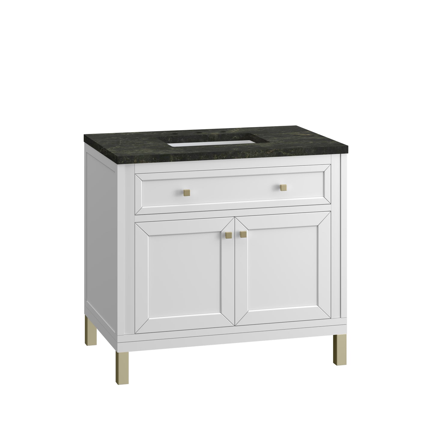 Renovate for Less Atlanta Chicago 36" Single Vanity, Glossy White, w/ 3 CM Phantome Eclos Top