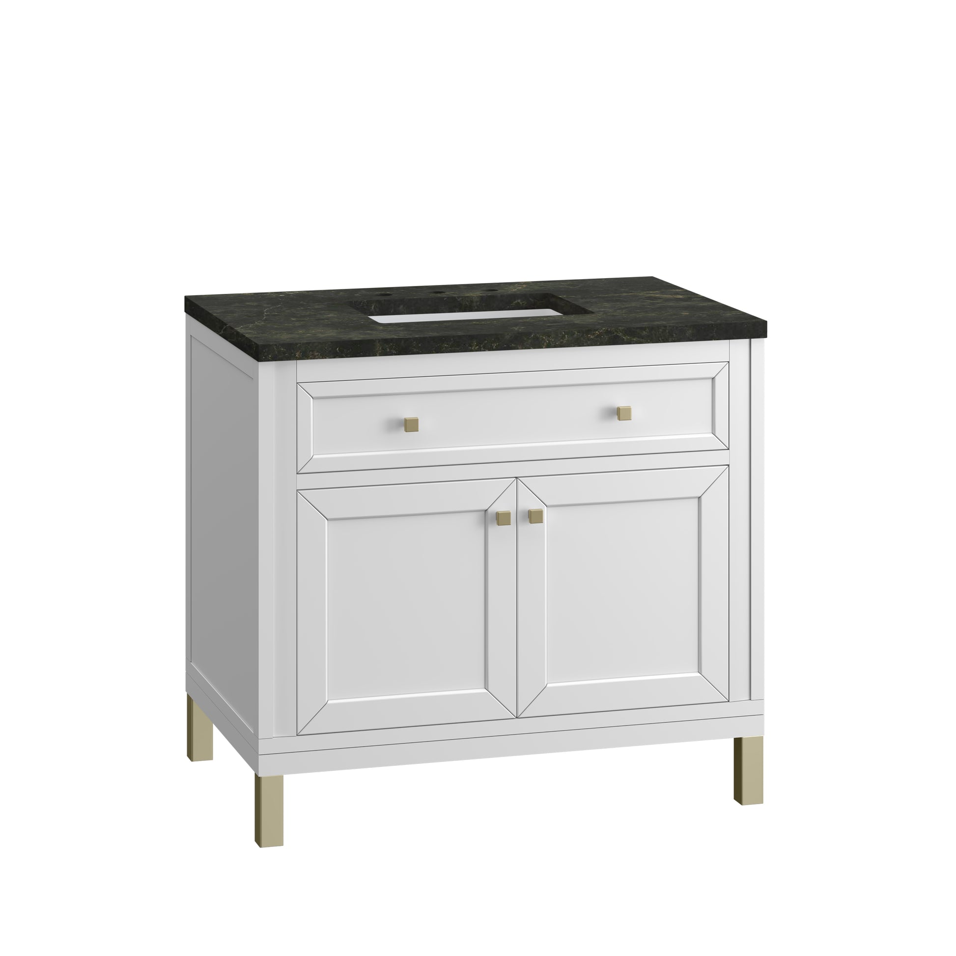Renovate for Less Atlanta Chicago 36" Single Vanity, Glossy White, w/ 3 CM Phantome Eclos Top