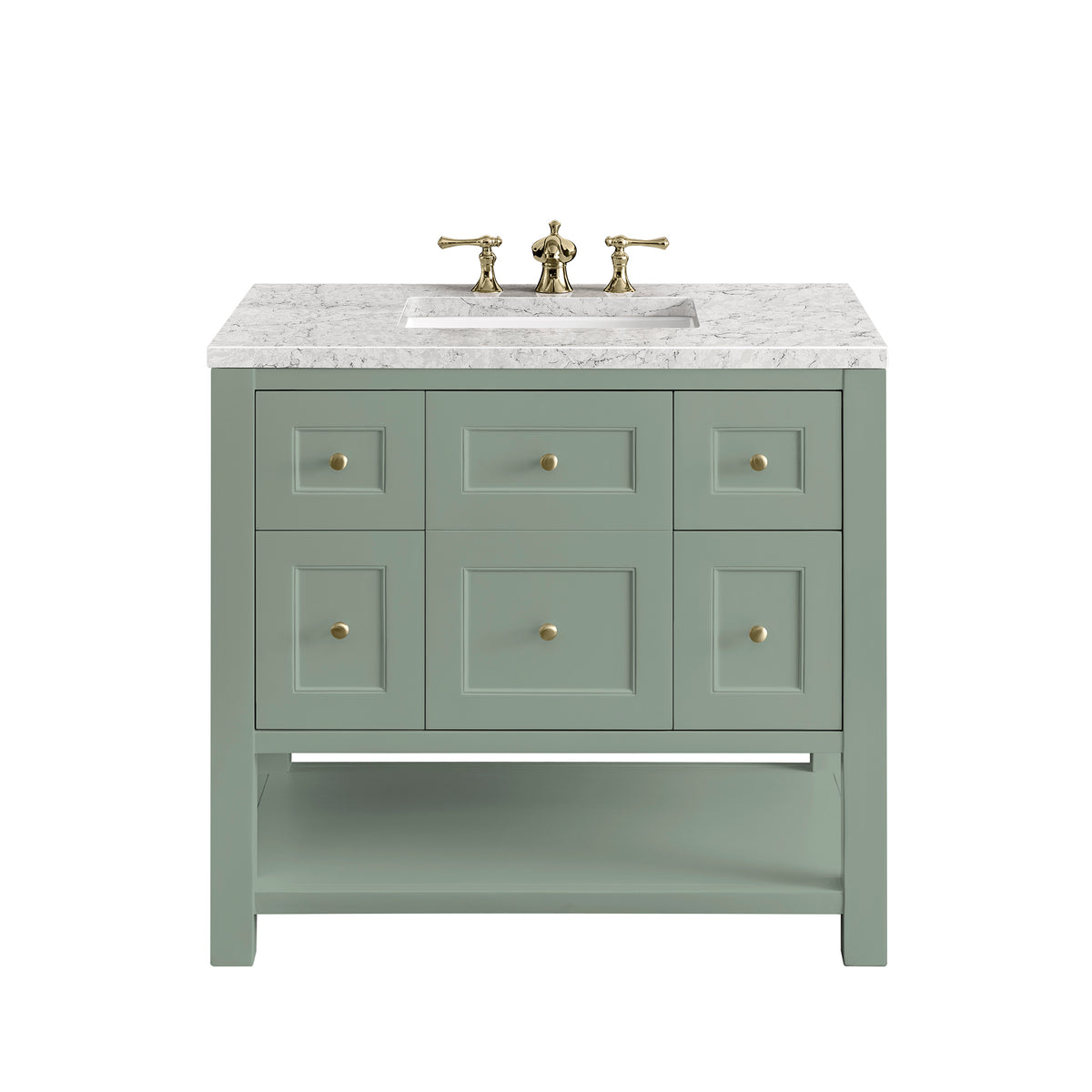 Renovate for Less Atlanta Breckenridge 36" Single Vanity, Smokey Celadon w/ 3 CM Eternal Jasmine Pearl Top