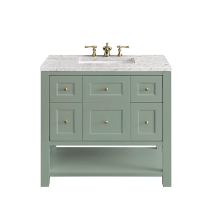 Renovate for Less Atlanta Breckenridge 36" Single Vanity, Smokey Celadon w/ 3 CM Eternal Jasmine Pearl Top