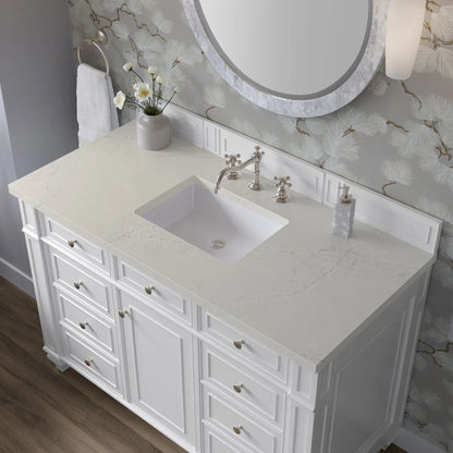 Bristol 48" Single Vanity, Bright White, w/ 3 CM Siberian Silestone Top