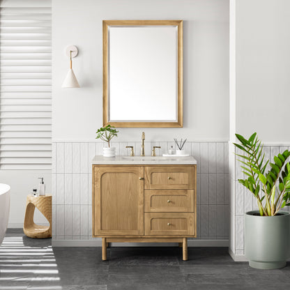 Renovate for Less Atlanta Laurent 36" Single Vanity, Light Natural Oak, w/ 3 CM Siberian Silestone Top