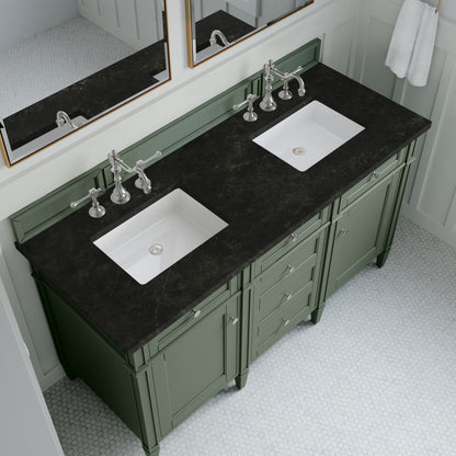 Renovate for Less Atlanta Brittany 60" Double Vanity, Smokey Celadon, w/ 3 CM Phantome Eclos Top