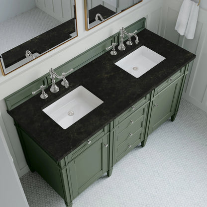Brittany 60" Double Vanity, Smokey Celadon, w/ 3 CM Phantome Eclos Top