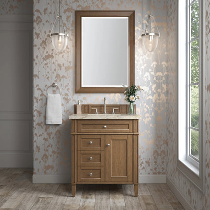 Brittany 30" Single Vanity, Saddle Brown, w/ 3 CM Tajnar Eclos Top