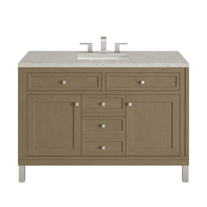 Renovate for Less Atlanta Chicago 48" Single Vanity, Walnut Whisper, w/ 3 CM Victorian Silver Silestone® Top