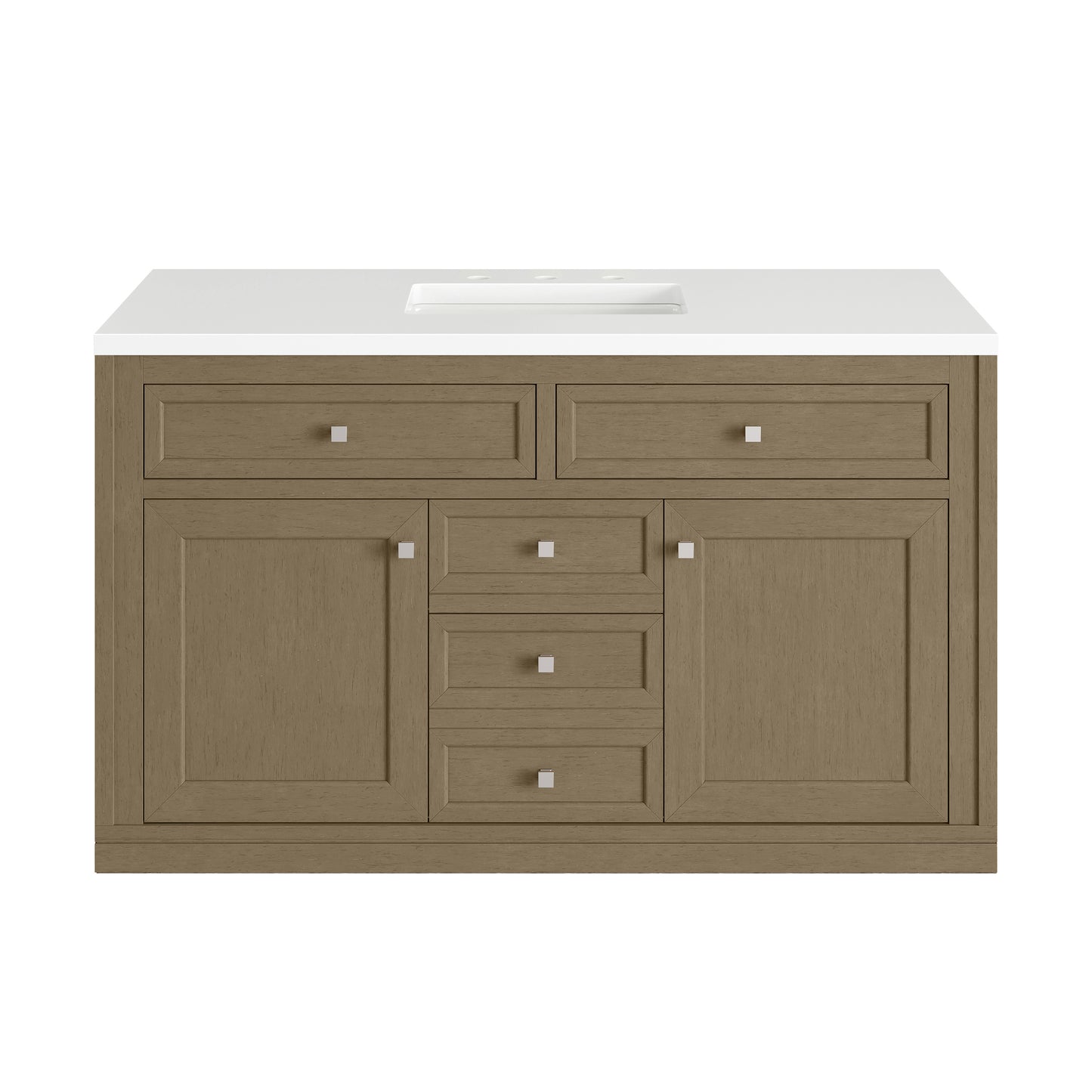 Renovate for Less Atlanta Chicago 48" Single Vanity, Walnut Whisper, w/ 3 CM White Zeus Silestone® Top