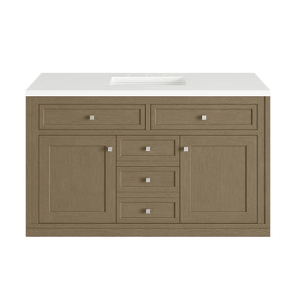 Renovate for Less Atlanta Chicago 48" Single Vanity, Walnut Whisper, w/ 3 CM White Zeus Silestone® Top