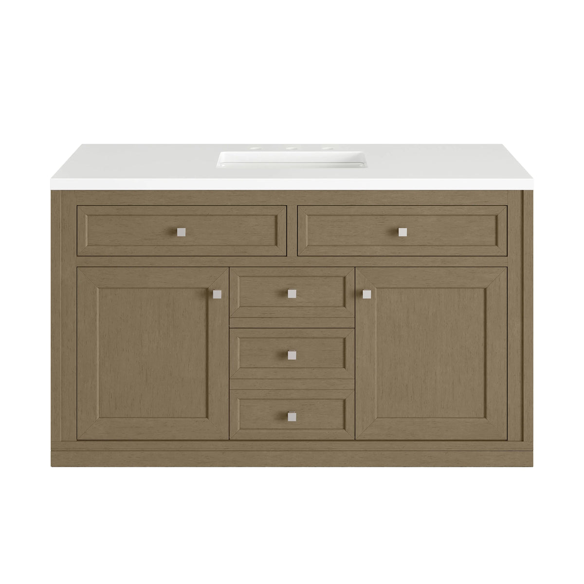 Chicago 48" Single Vanity, Walnut Whisper, w/ 3 CM White Zeus Silestone® Top