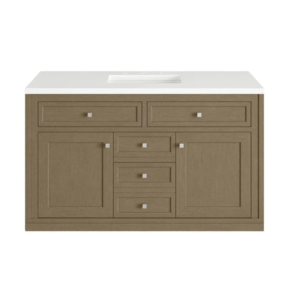 Chicago 48" Single Vanity, Walnut Whisper, w/ 3 CM White Zeus Silestone® Top