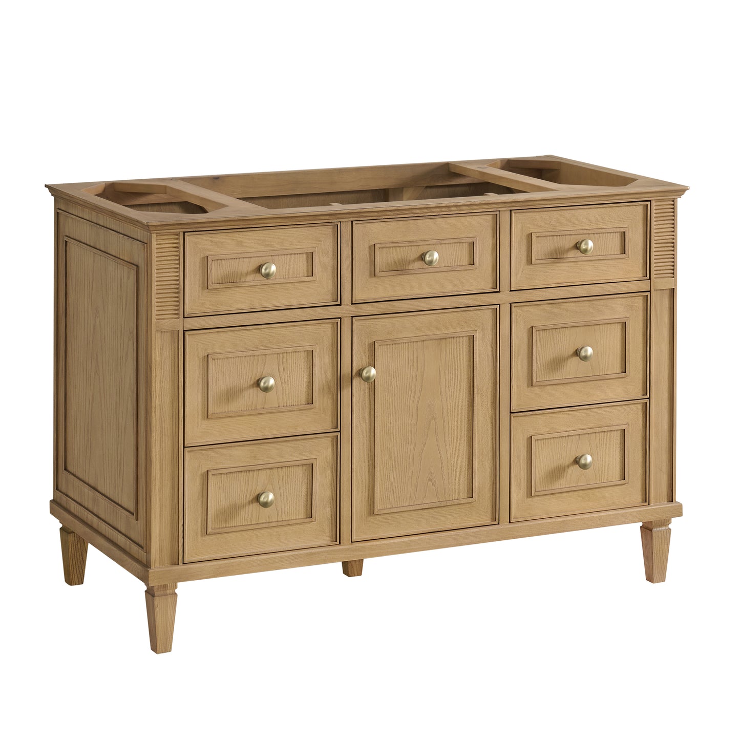 Renovate for Less Atlanta Lorelai 48" Single Vanity, Light Natural Oak w/ 3 CM White Zeus Silestone Top