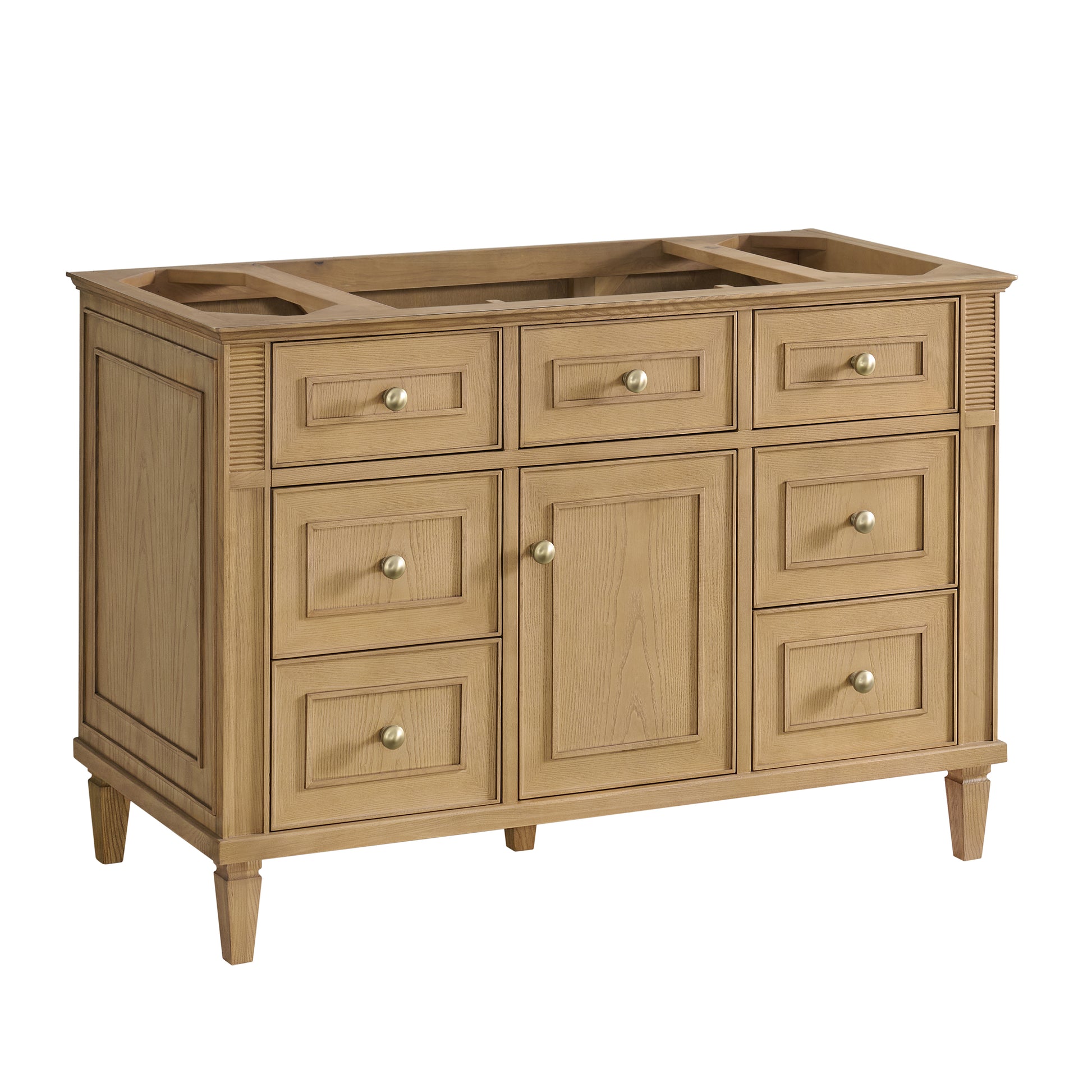 Renovate for Less Atlanta Lorelai 48" Single Vanity, Light Natural Oak w/ 3 CM White Zeus Silestone Top