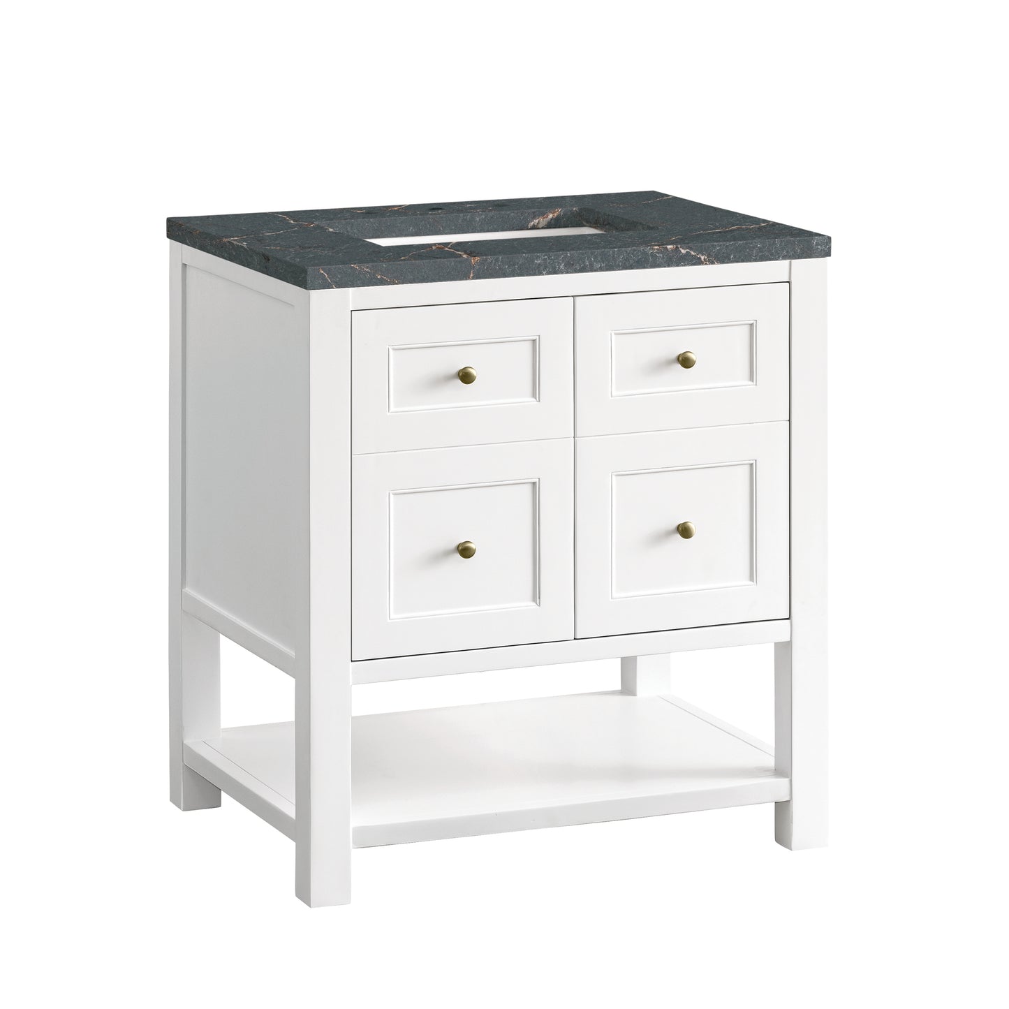 Renovate for Less Atlanta Breckenridge 30" Single Vanity, Bright White w/ 3 CM Parisien Bleu Top