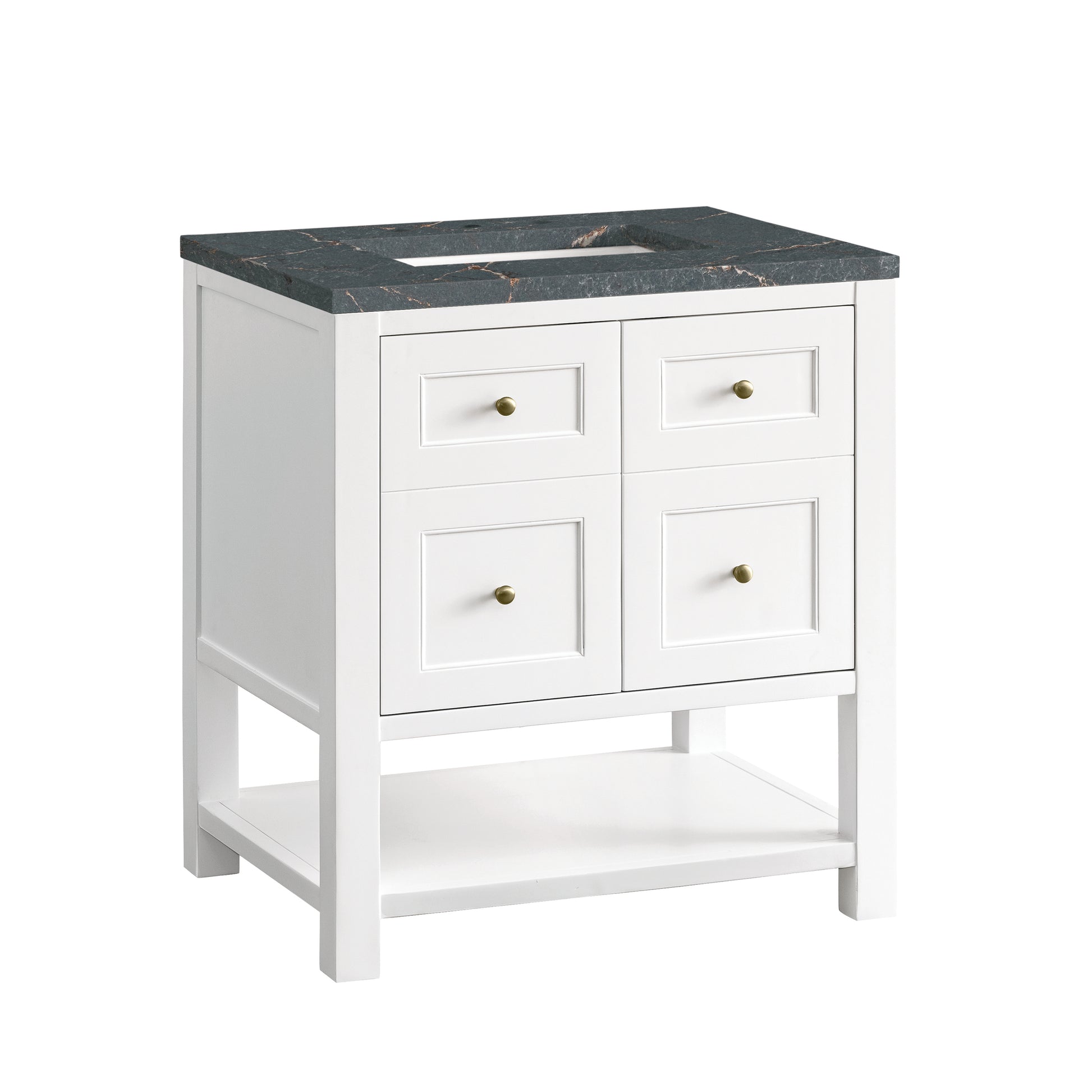 Renovate for Less Atlanta Breckenridge 30" Single Vanity, Bright White w/ 3 CM Parisien Bleu Top