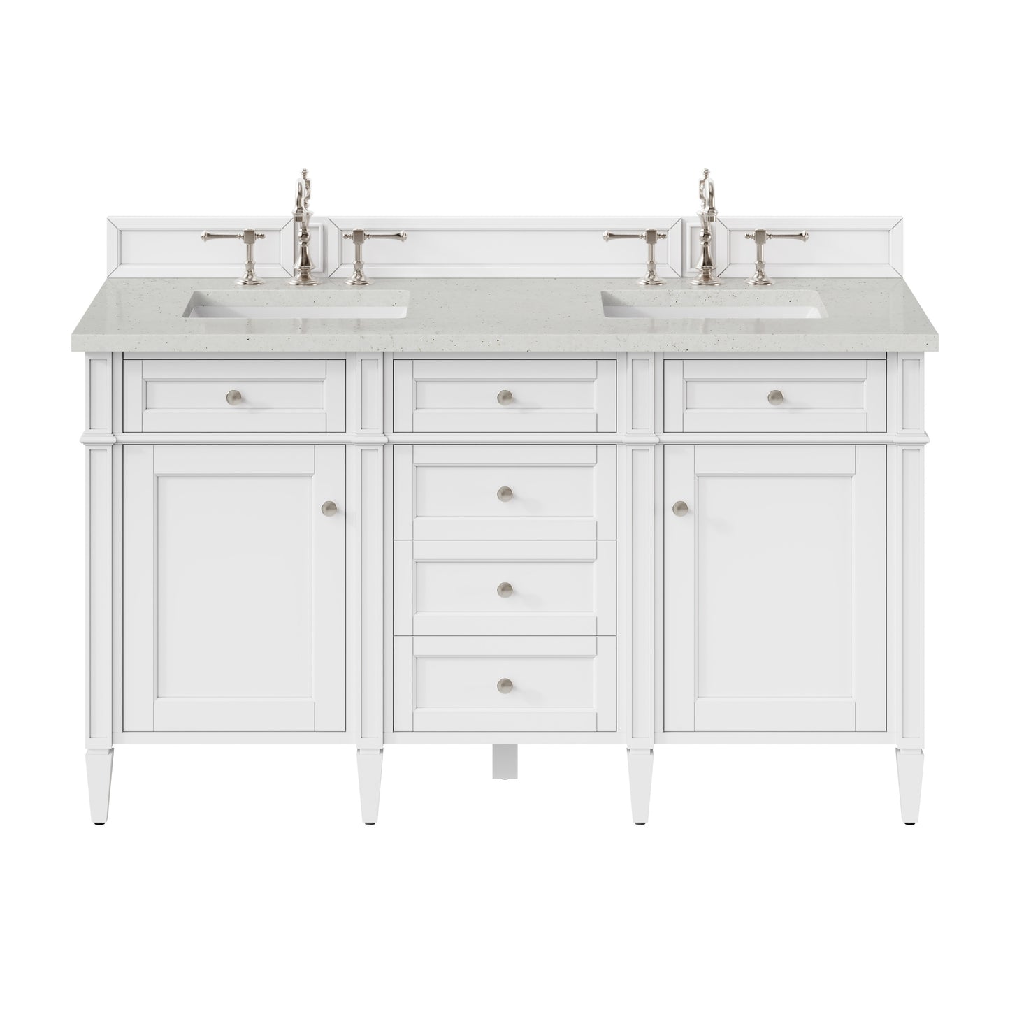 Renovate for Less Atlanta Brittany 60" Double Vanity, Bright White Vanity w/ 3 CM Lime Delight Silestone Top