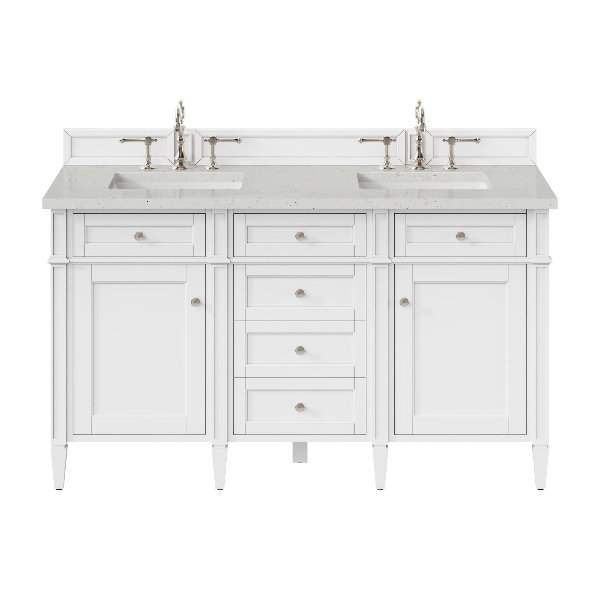 Renovate for Less Atlanta Brittany 60" Double Vanity, Bright White Vanity w/ 3 CM Lime Delight Silestone Top