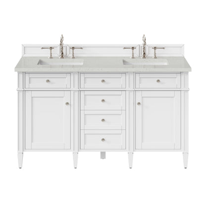 Renovate for Less Atlanta Brittany 60" Double Vanity, Bright White Vanity w/ 3 CM Lime Delight Silestone Top