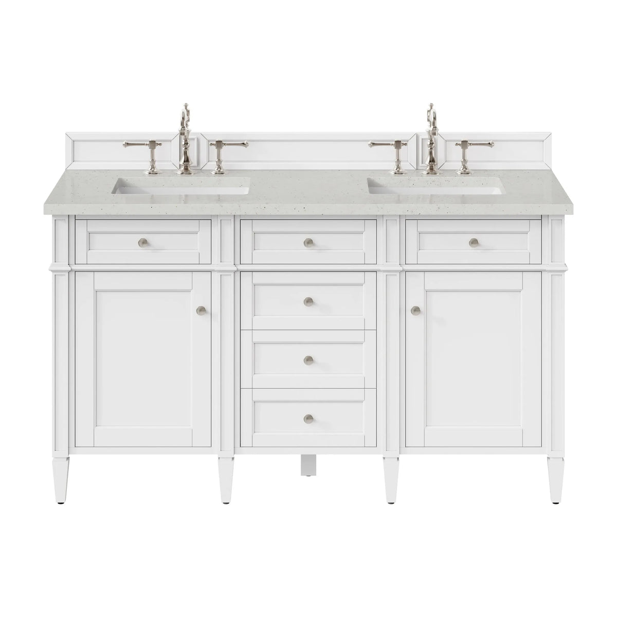 Brittany 60" Double Vanity, Bright White Vanity w/ 3 CM Lime Delight Silestone Top