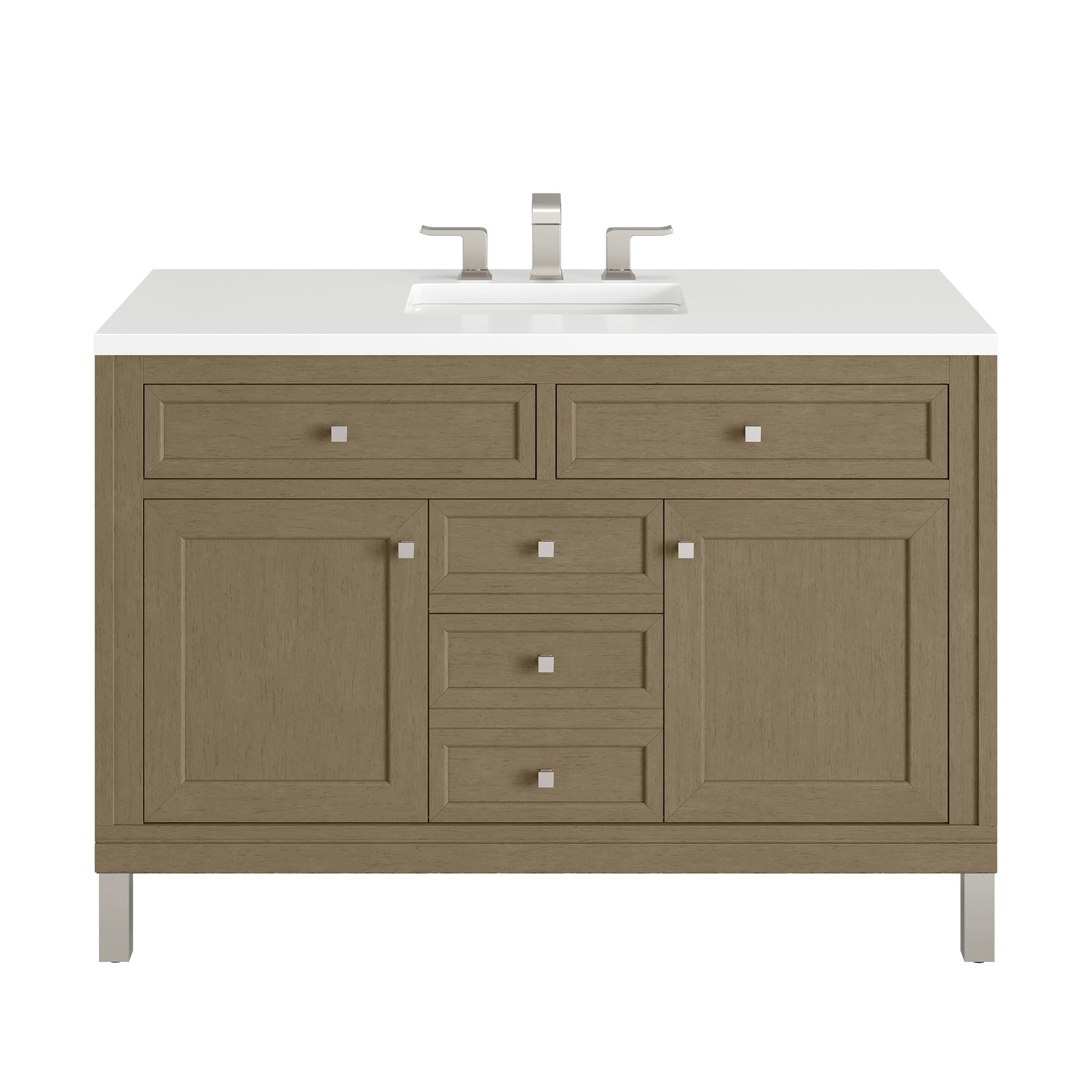 Renovate for Less Atlanta Chicago 48" Single Vanity, Walnut Whisper, w/ 3 CM White Zeus Silestone® Top