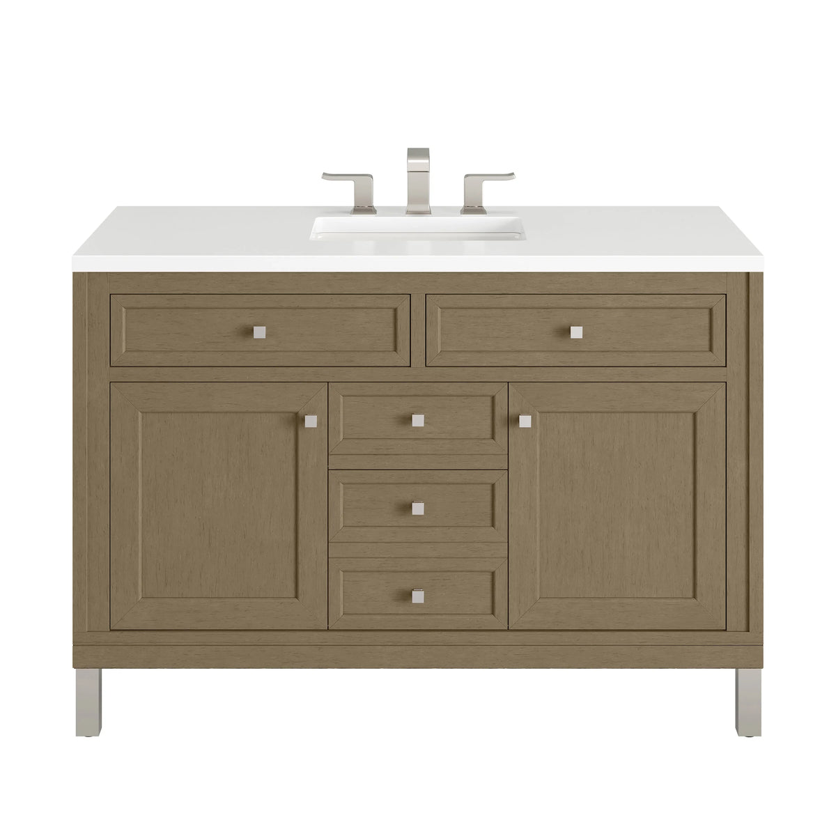Chicago 48" Single Vanity, Walnut Whisper, w/ 3 CM White Zeus Silestone® Top