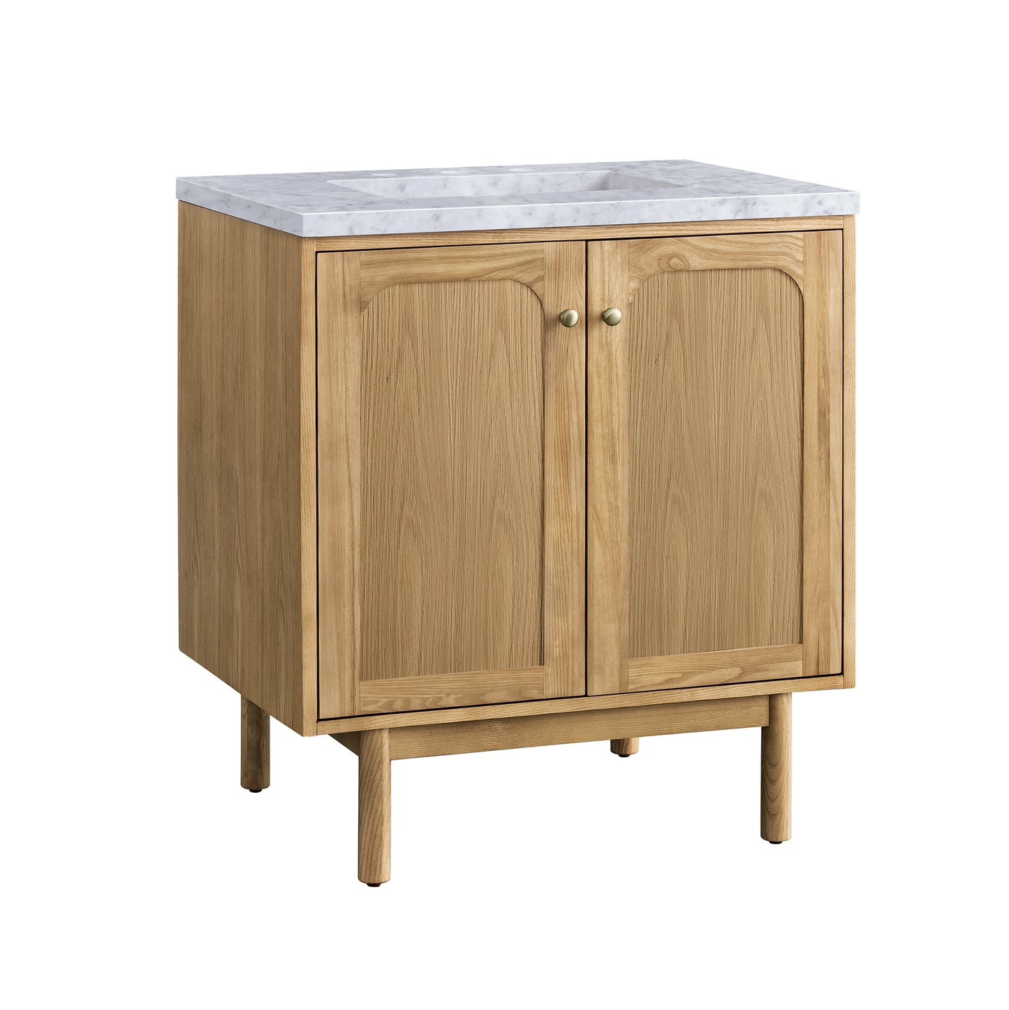 Renovate for Less Atlanta Laurent 30" Single Vanity, Light Natural Oak w/ 3 CM Carrara Marble Top