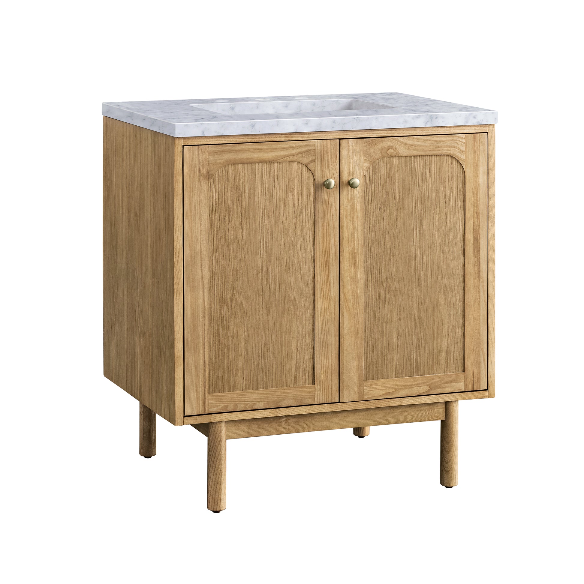 Renovate for Less Atlanta Laurent 30" Single Vanity, Light Natural Oak w/ 3 CM Carrara Marble Top