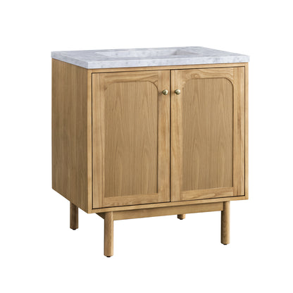 Renovate for Less Atlanta Laurent 30" Single Vanity, Light Natural Oak w/ 3 CM Carrara Marble Top