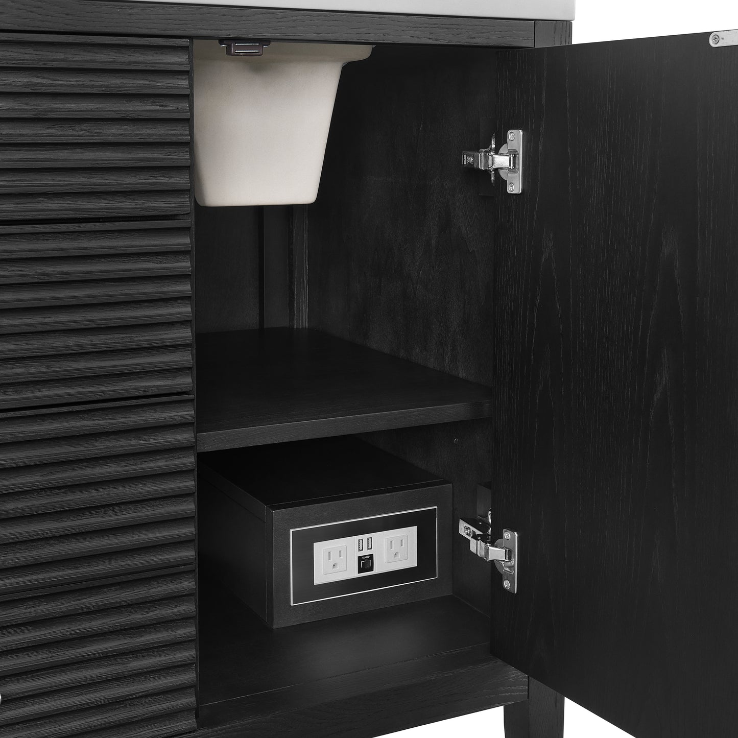 Renovate for Less Atlanta Myrrin 60" Double Vanity, Carbon Oak, w/ 3 CM Siberian Silestone Top
