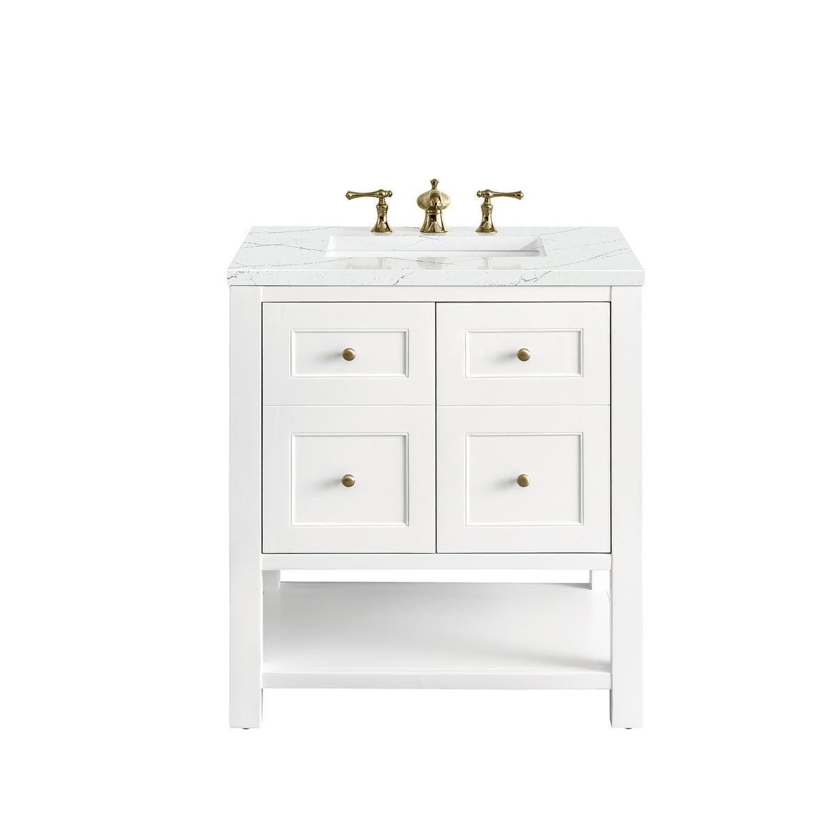 Renovate for Less Atlanta Breckenridge 30" Single Vanity, Bright White w/ 3 CM Ethereal Noctis Top