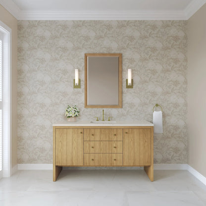 Hudson 60" Single Vanity, Light Natural Oak, w/ 3 CM Siberian Silestone Top