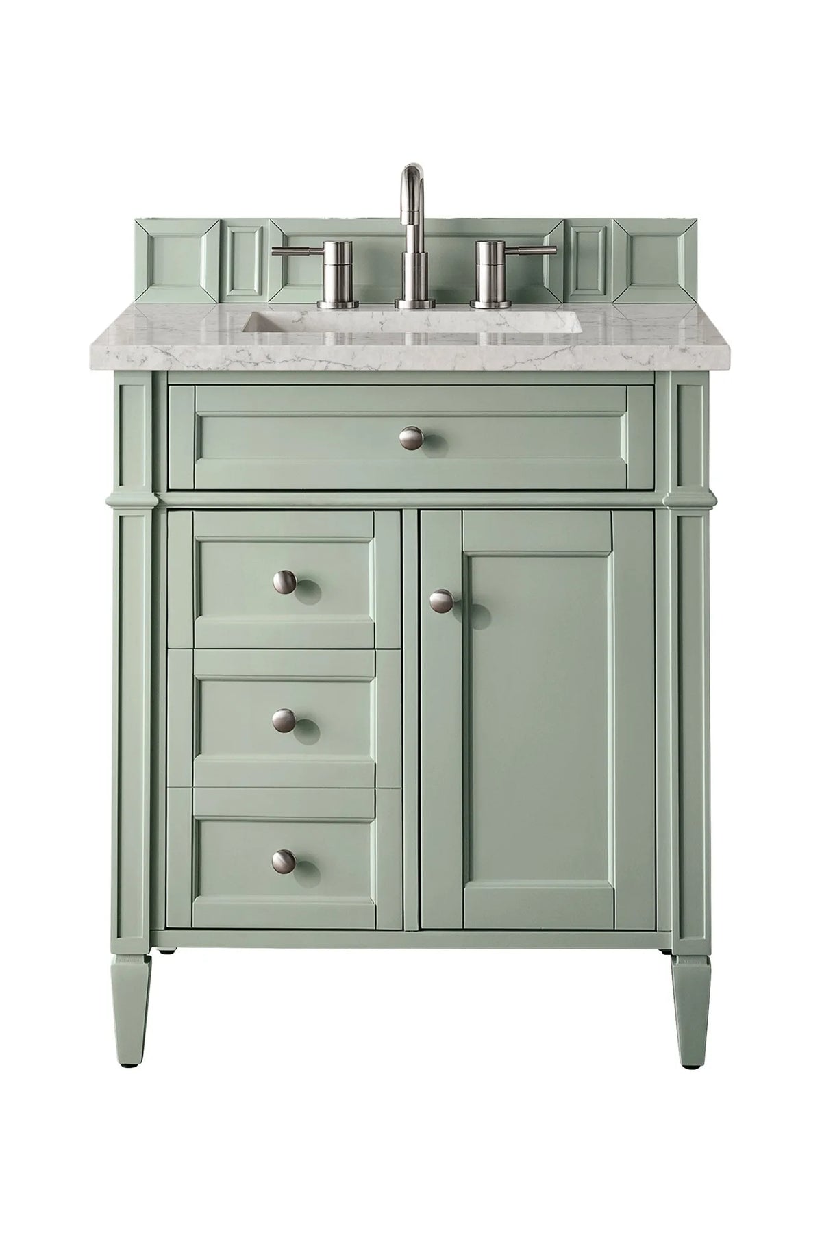 Brittany 30" Single Vanity, Sage Green, w/ 3 CM Eternal Jasmine Pearl Silestone Top